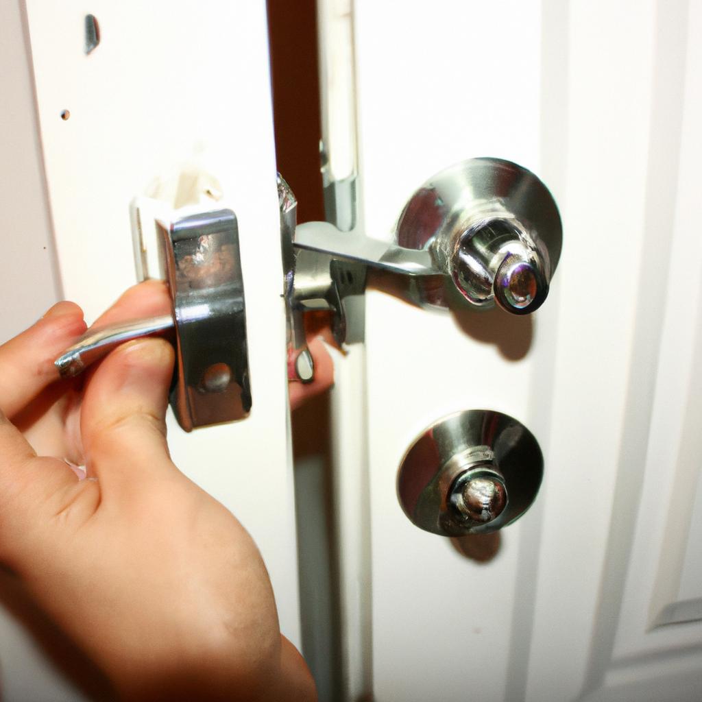 Person installing door lock