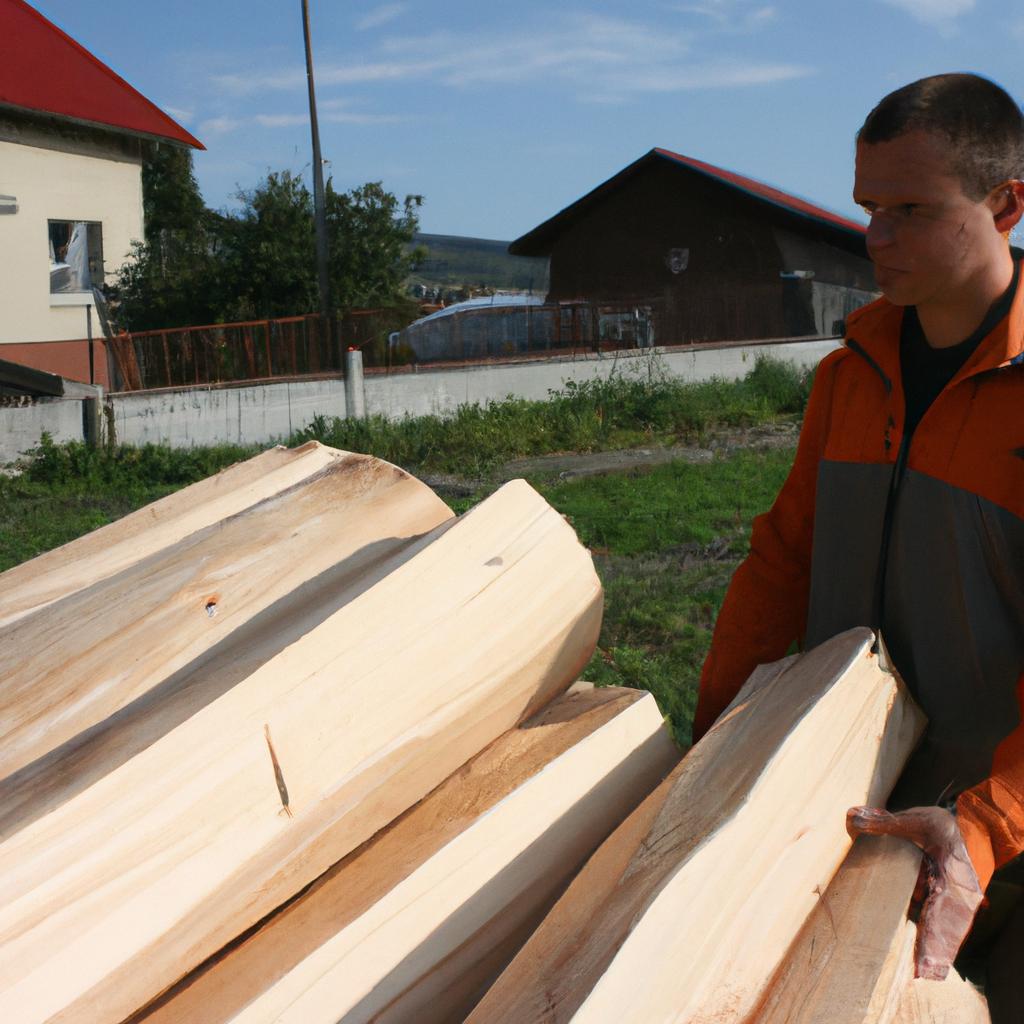 Person inspecting lumber for loans