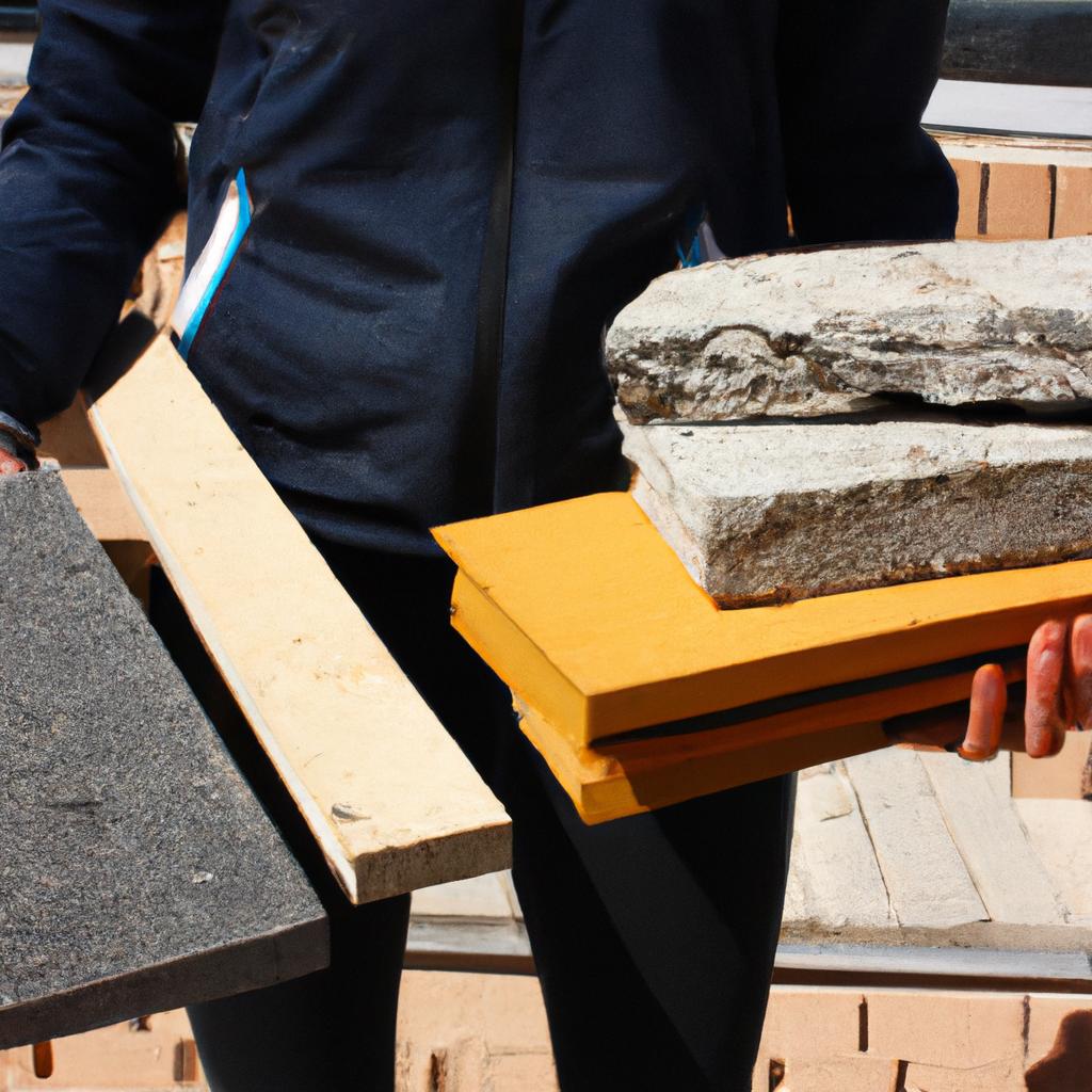 Person holding different building materials